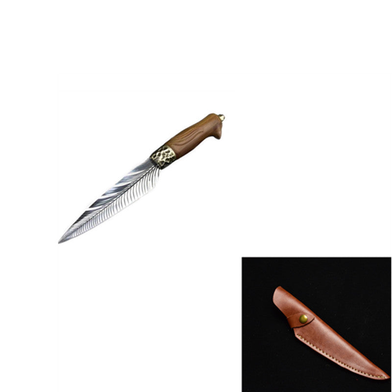 Hand-Forged Feather Pattern Chef Knife