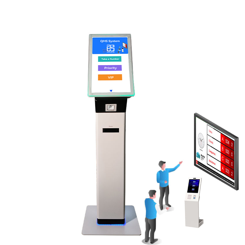 Touch Screen Queue Management Kiosk — Self-Service Ticket Dispenser
