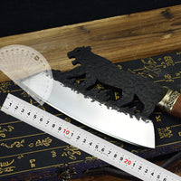 Sandblasted Leopard Cleaver Knife — Hand-Forged High-Manganese Steel image preview