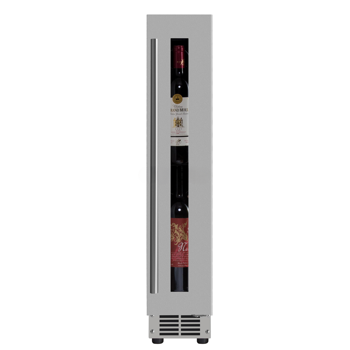 Built-In Slim Wine Cooler — 9-Bottle Stainless Steel with Glass Door