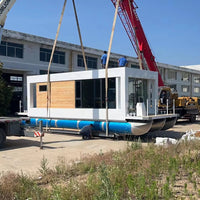Aluminum Pontoon Houseboat — 11.5 m, Twin 150 hp Outboard — превью изображения