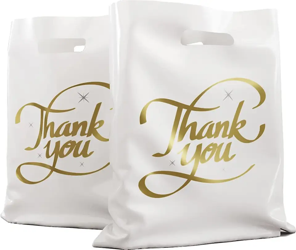 Custom Printed Plastic Shopping Bags — Die-Cut Handle
