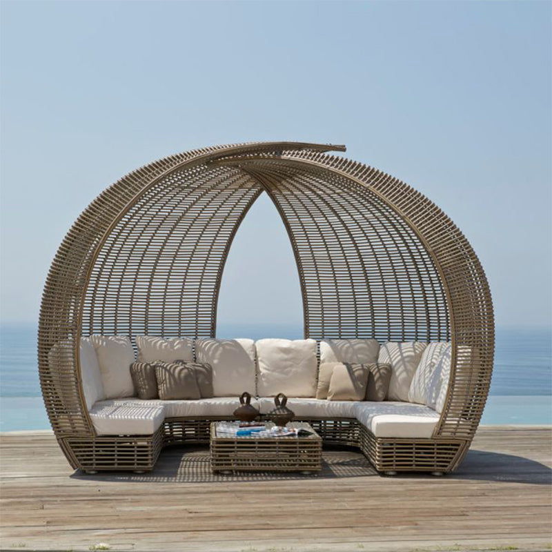 Outdoor PE Rattan Daybed with Cushion — Aluminum Frame