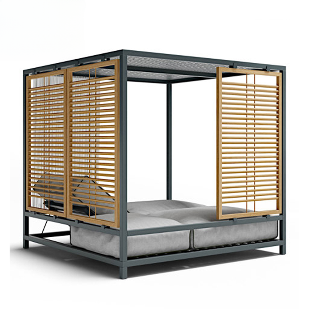 Outdoor Double Sun Lounger with Aluminum Frame