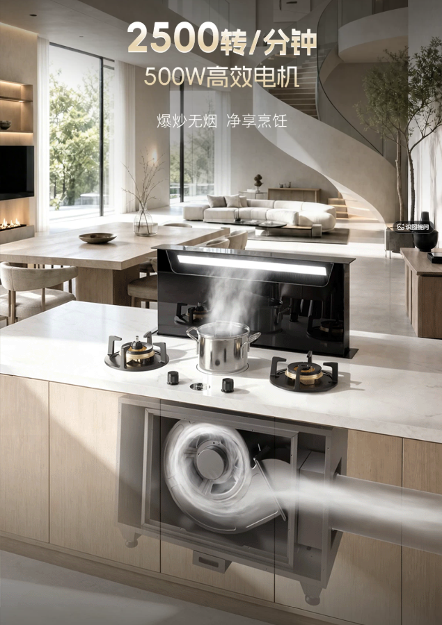 Downdraft Island Range Hood with Recirculation Filtration and Tabletop Lifting