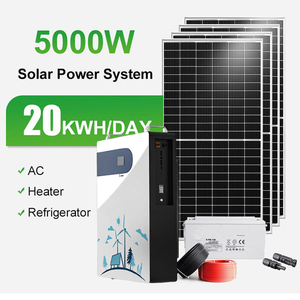 Off-Grid Hybrid Solar Power System Kit with LiFePO4 Storage
