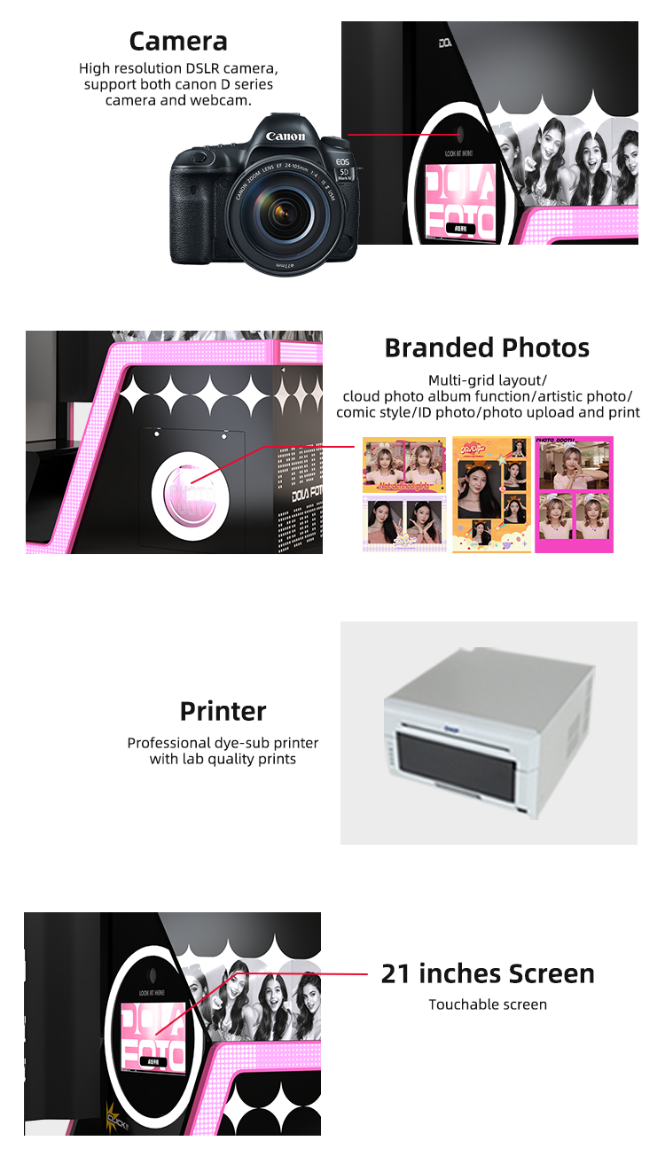 All-in-One Selfie Photo Booth Kiosk — Coin-Operated Instant Print