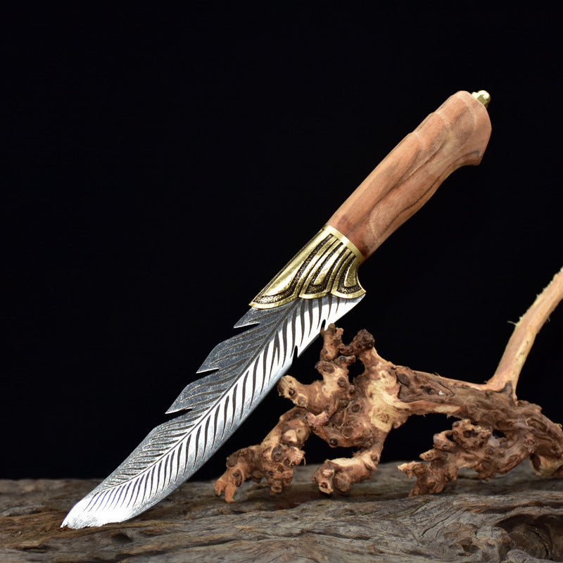 Handcrafted Feather Knife with Rosewood Handle