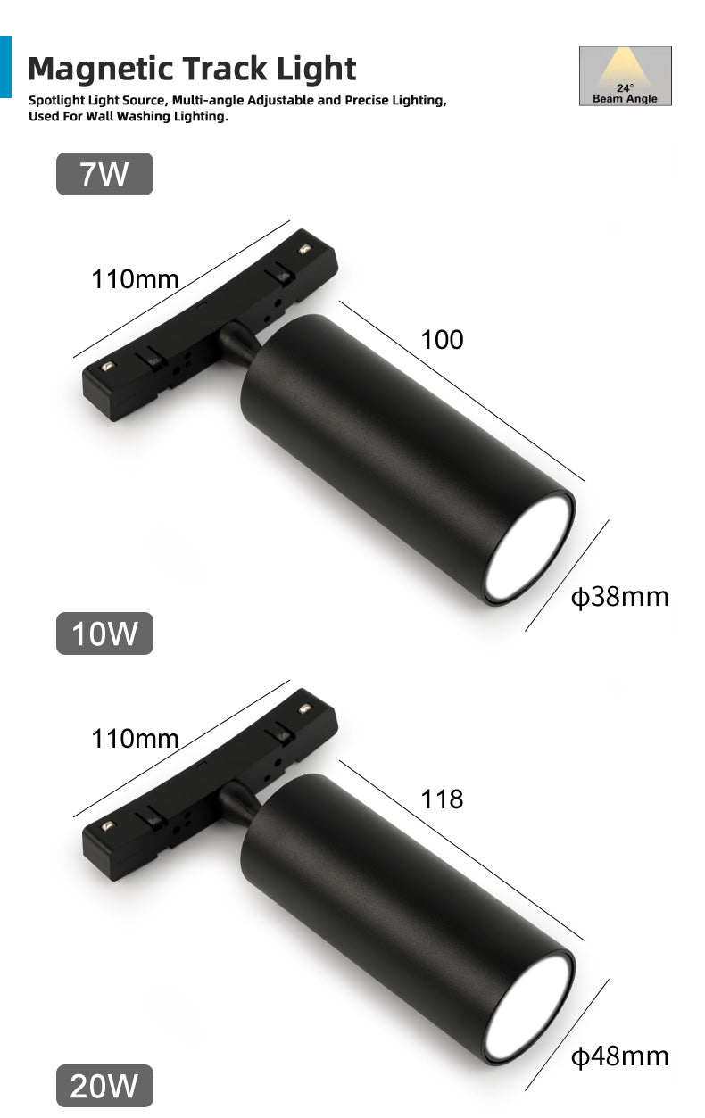 Circular Magnetic LED Track Light System — 48V, Dimmable