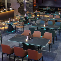Modern Bar Furniture Set — Cross-Back Chairs &amp; Wood-Top Tables image preview