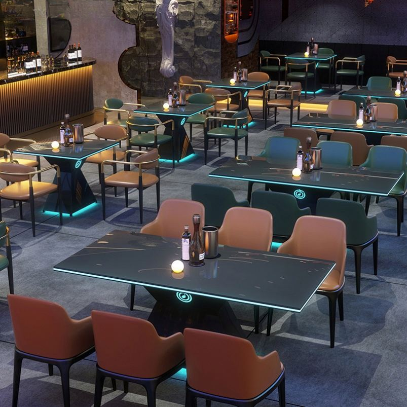 Modern Bar Furniture Set — Cross-Back Chairs & Wood-Top Tables