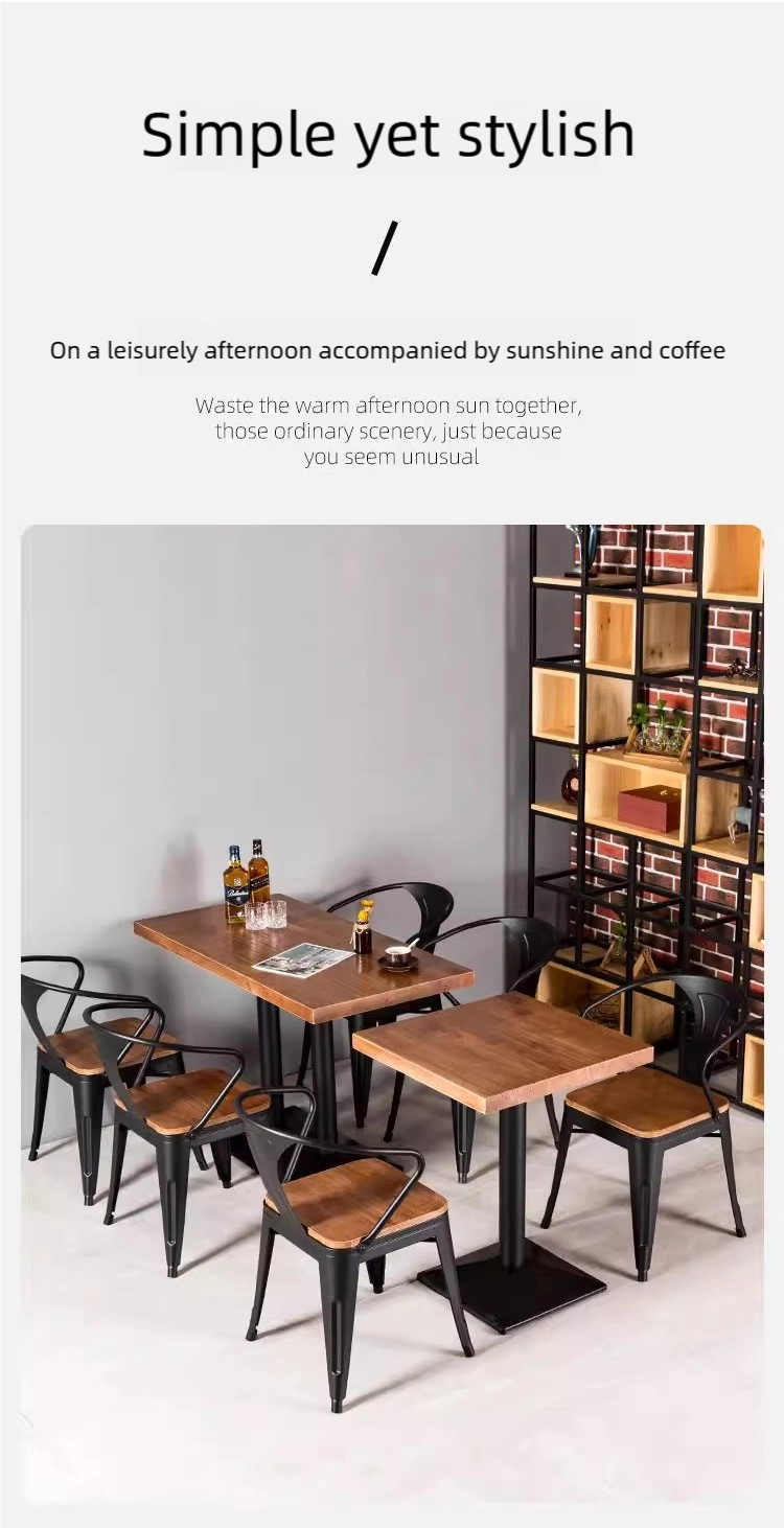 Industrial Metal-Frame Bar & Restaurant Dining Set — Table and Chairs