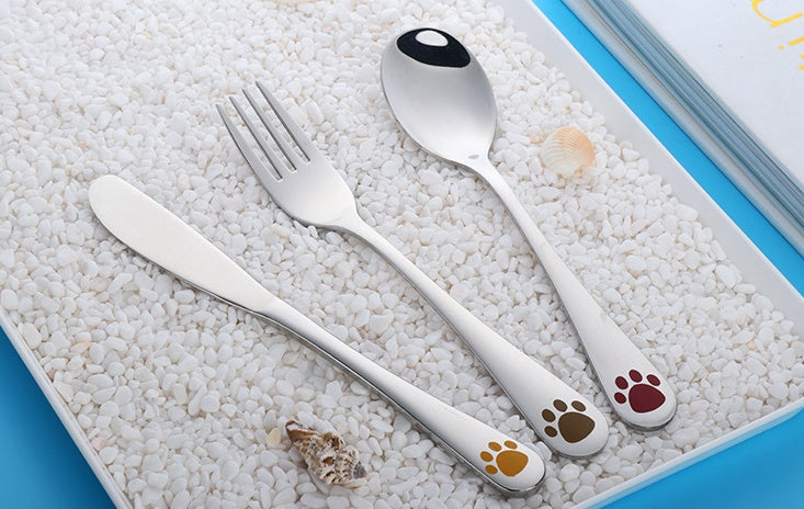 Kitty Paw Stainless Steel Cutlery Set — 3-Piece