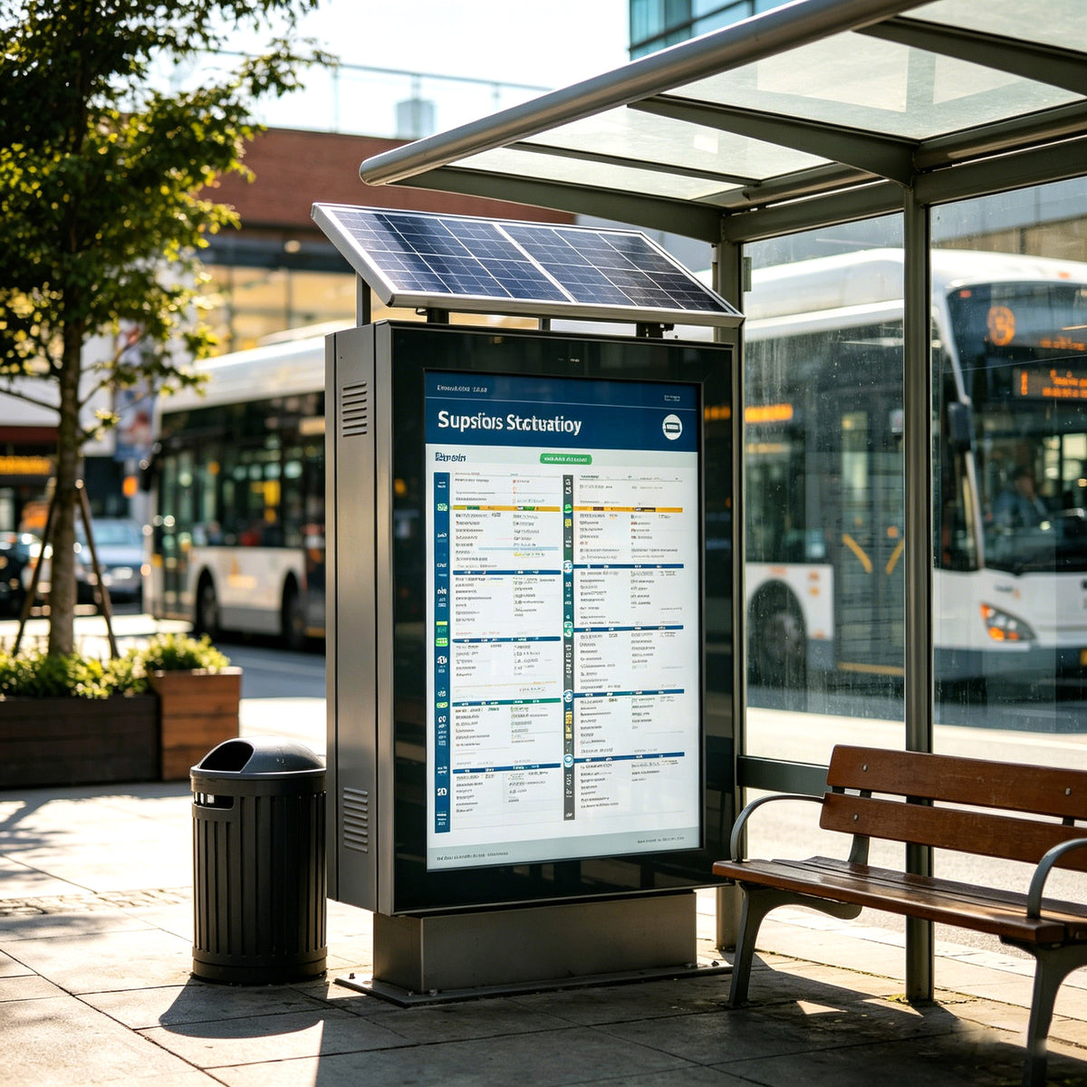 Solar-Powered Outdoor Advertising Light Box — Vertical Floor-Standing