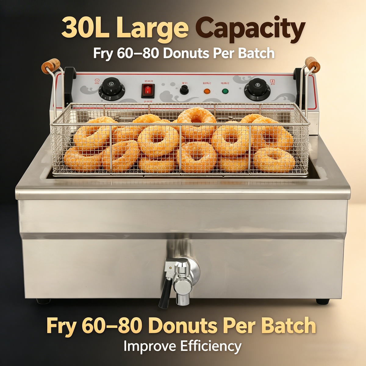 Commercial Electric Countertop Donut Fryer — 30L Single Tank