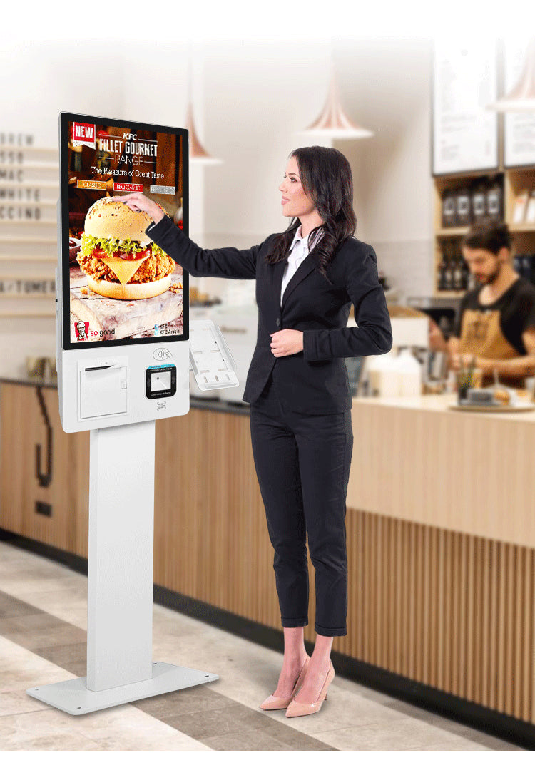 21.5" Wall-Mounted Self-Service Kiosk with Card Reader & Thermal Printer