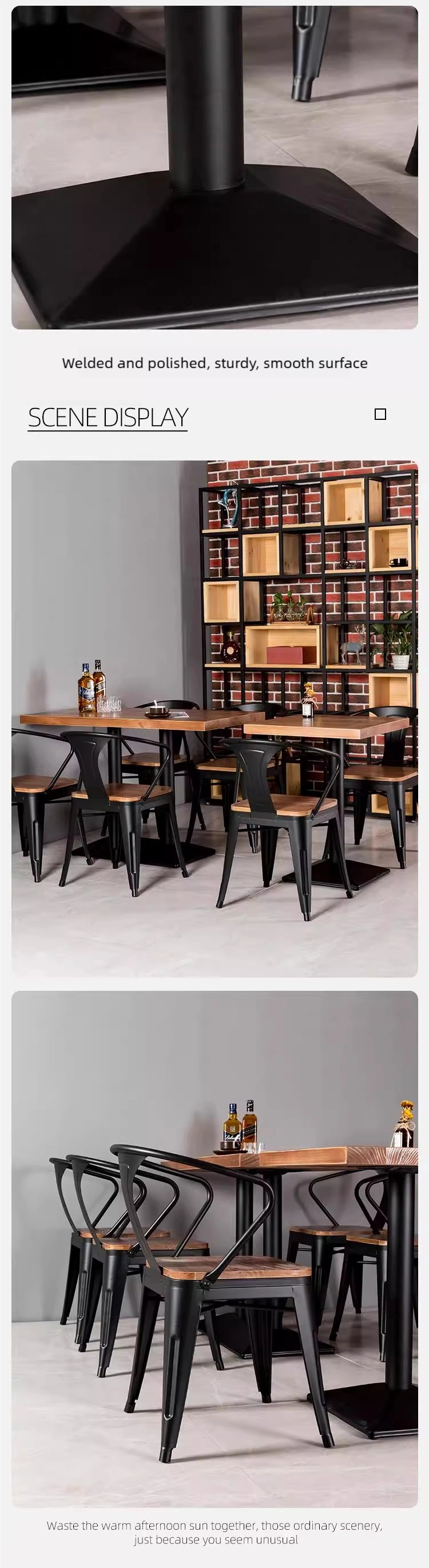 Industrial Metal-Frame Bar & Restaurant Dining Set — Table and Chairs