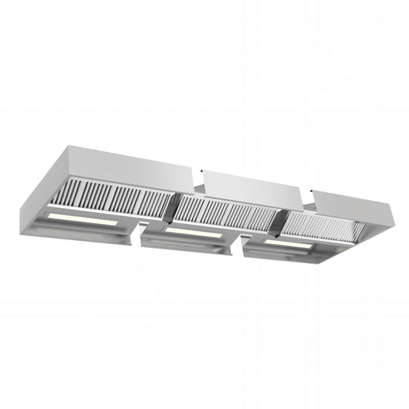 Commercial Island Range Hood — Stainless Steel Baffle-Filter Canopy
