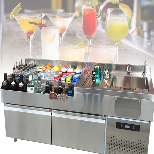 Stainless Steel Outdoor Mobile Bar Counter — Cocktail Station