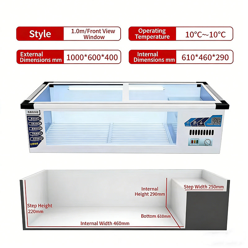 Commercial Stainless Steel Display Freezer — Countertop Merchandiser