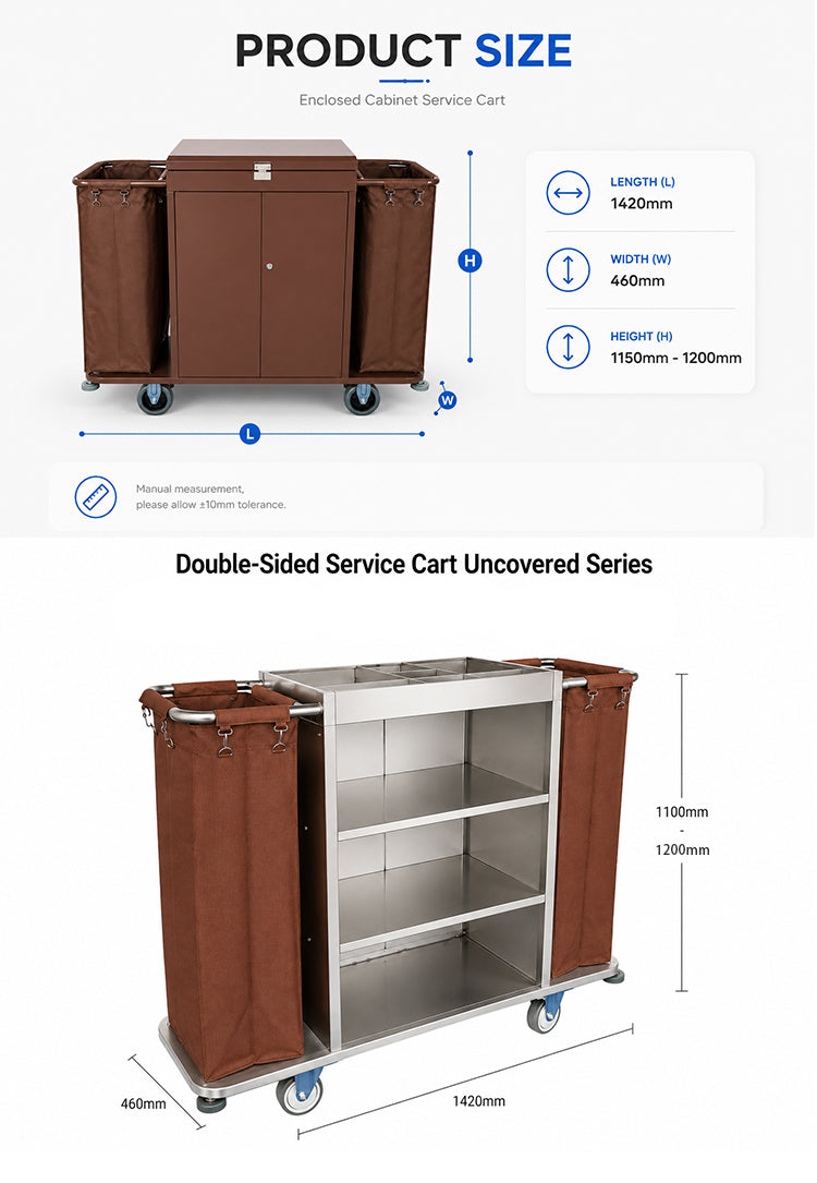 Housekeeping Linen Cart — Foldable Stainless Steel