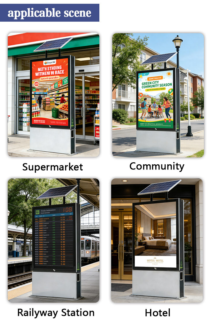 Solar-Powered Outdoor Advertising Light Box — Vertical Floor-Standing
