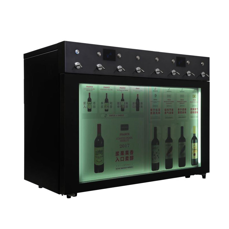 Automatic Wine Dispensing System — Lighted Stainless Steel Cooler