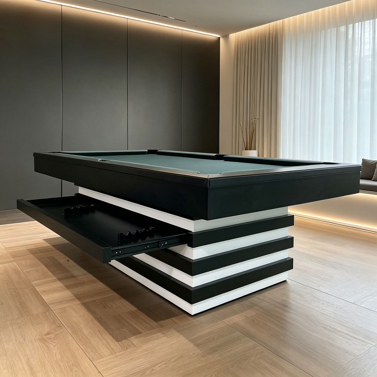 Custom-Design Solid Wood Pool Table — Slate Bed Billiard Table