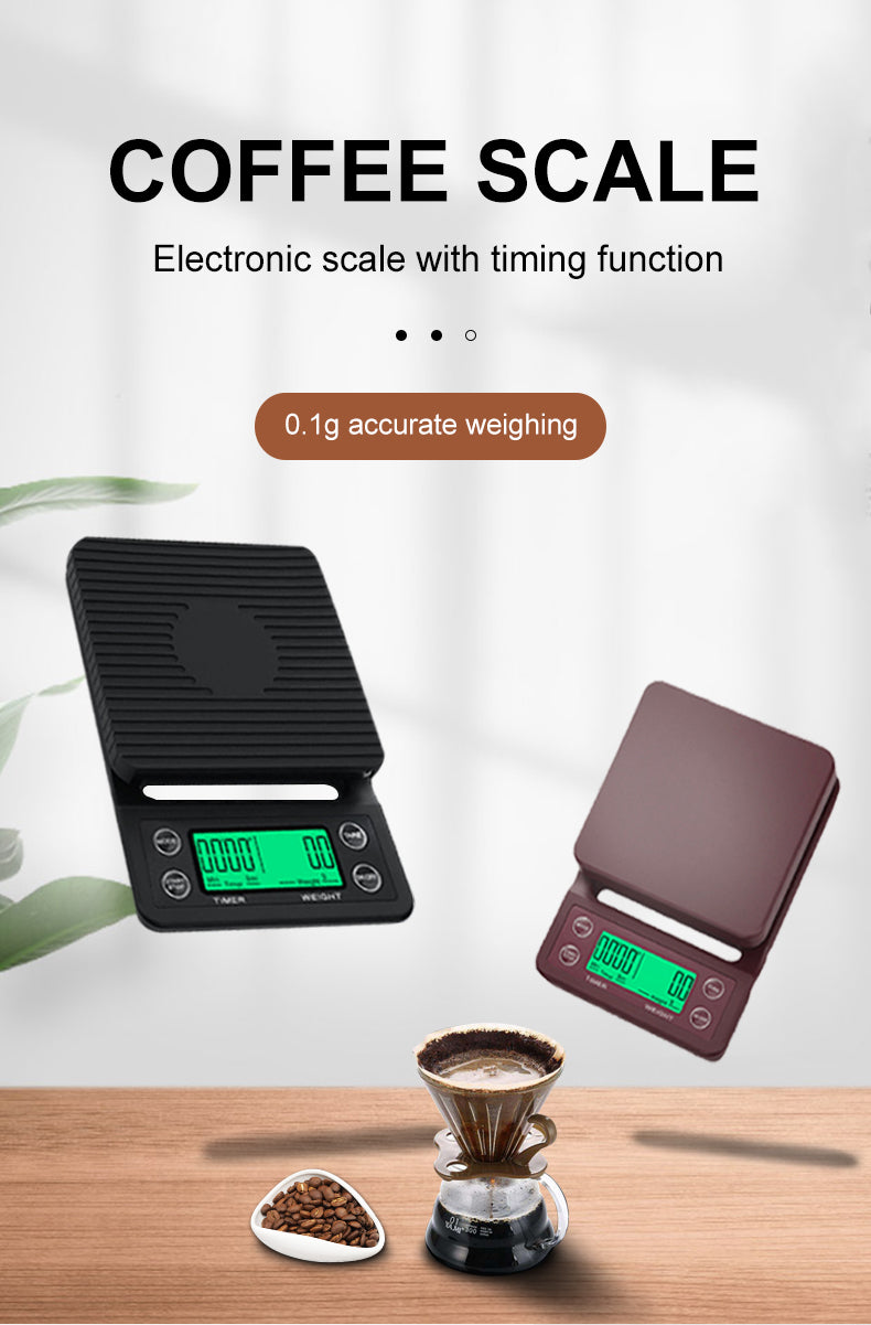 Digital Coffee Scale with Timer — 3 kg, 0.1 g