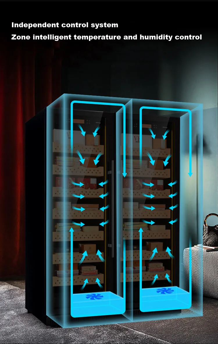 Armoire à cigares professionnelle à double porte vitrée — 3 800 cigares
