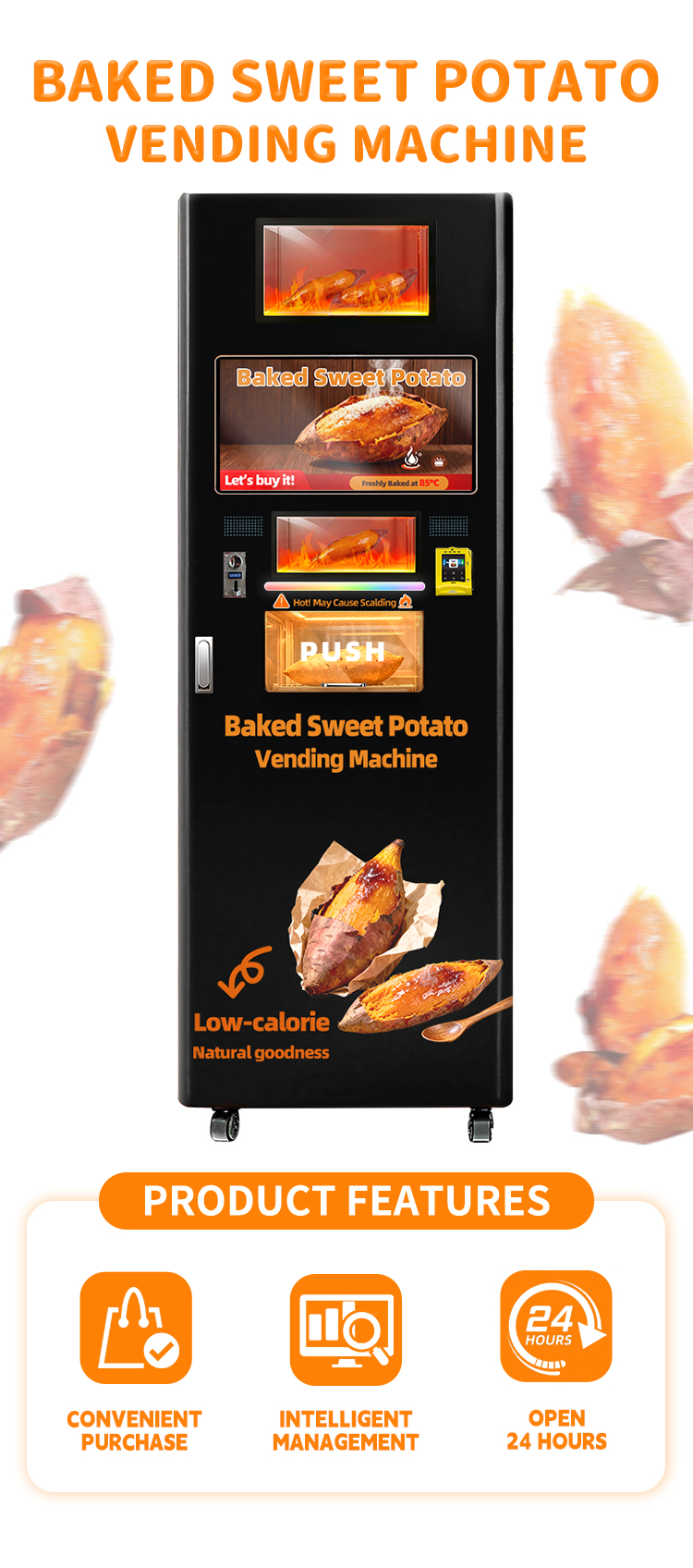 Smart Baked Potato Vending Machine — 21.5" Touchscreen, Cloud-Managed