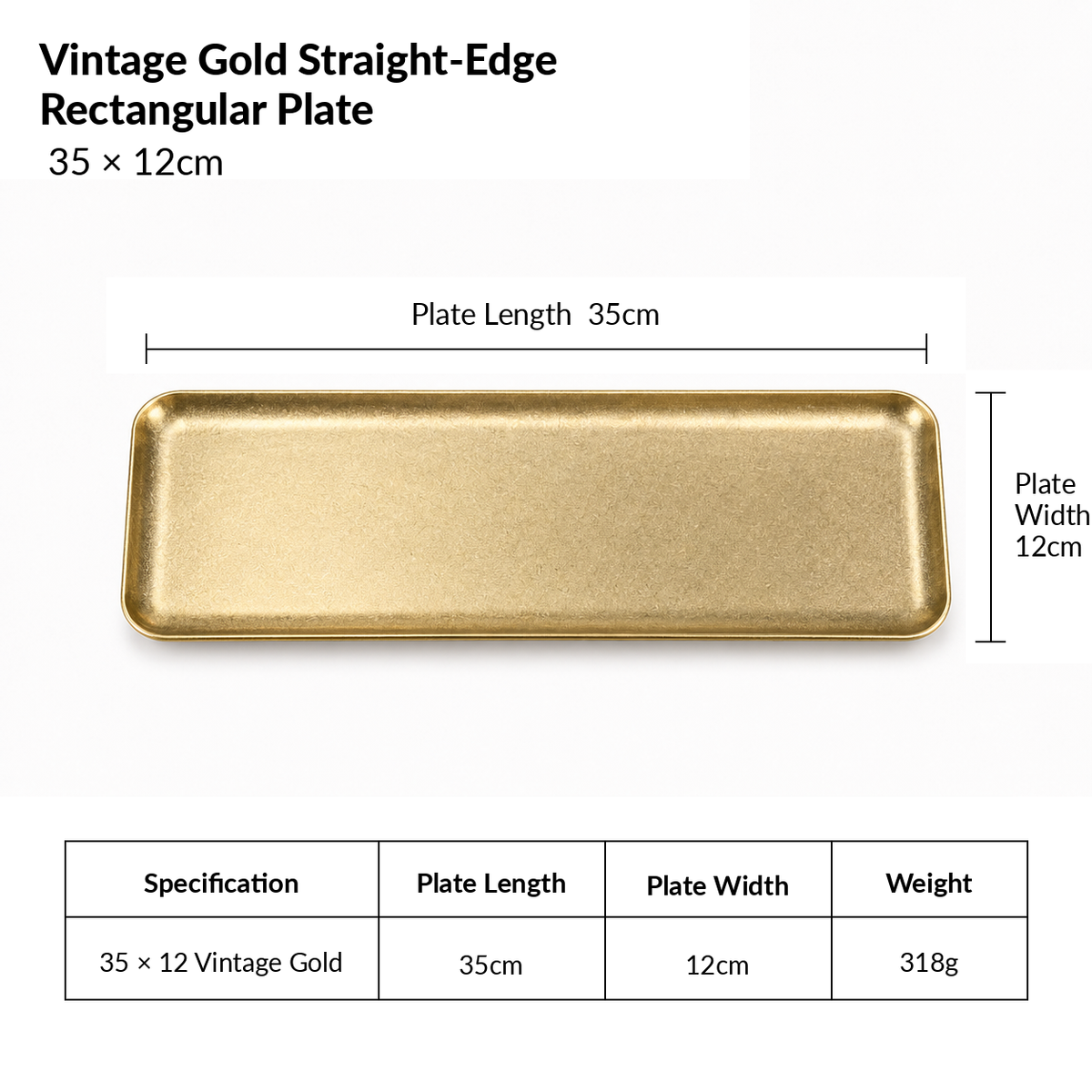 Brushed Stainless Steel Rectangular Serving Tray — Vintage Gold & Silver