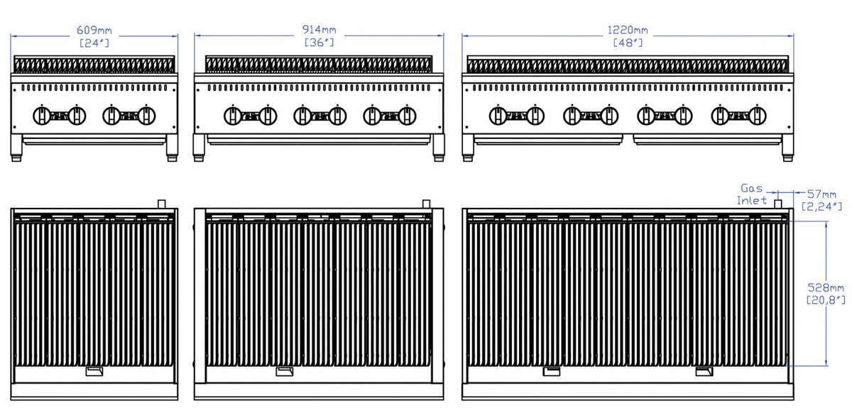 Commercial Gas Charbroiler — Heavy-Duty Countertop Stainless Steel
