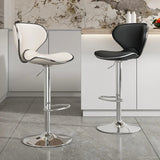 Modern Upholstered Bar Stool — Leather Seat, Metal Frame