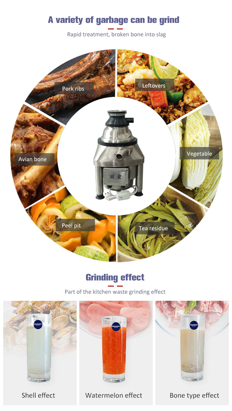 Commercial Food Waste Disposer — 1.2 HP Stainless Steel
