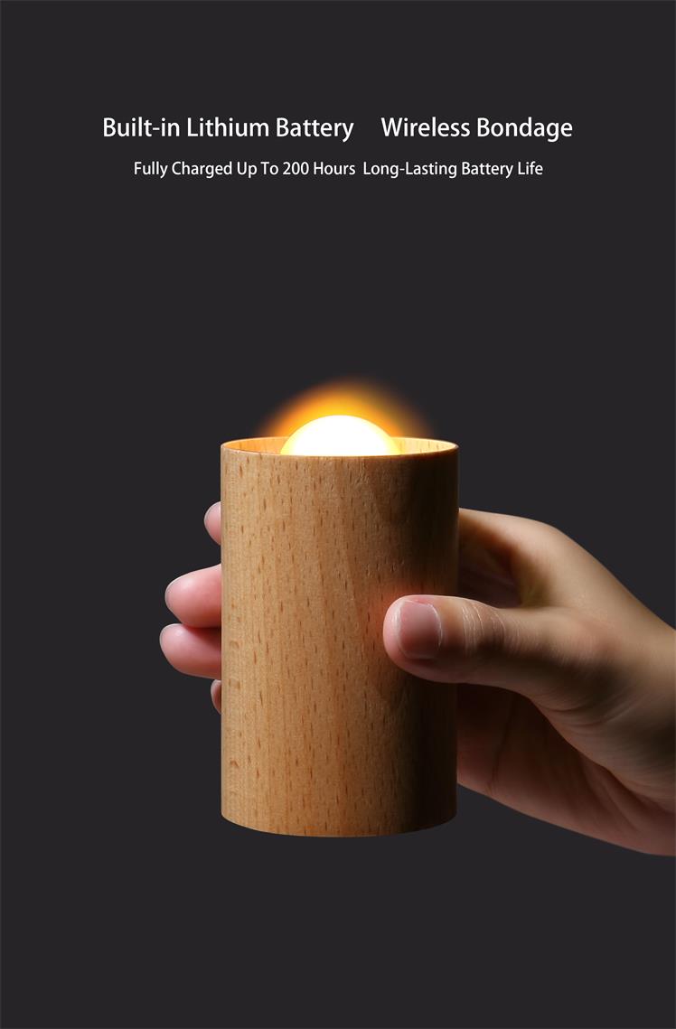 Rechargeable Wooden Flameless LED Candle Lamp — Warm White