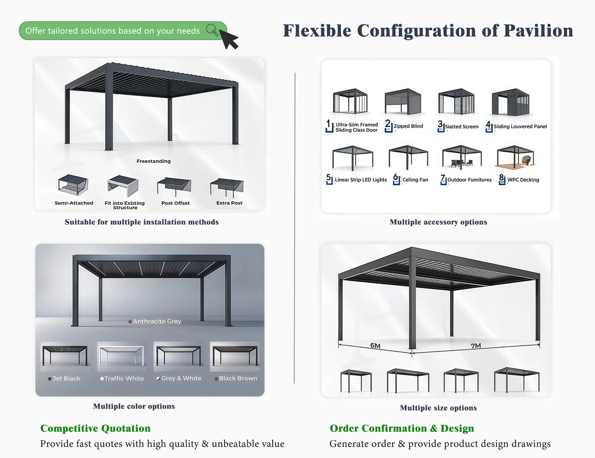 Aluminum Louvered Pergola — Bioclimatic Poolside Gazebo