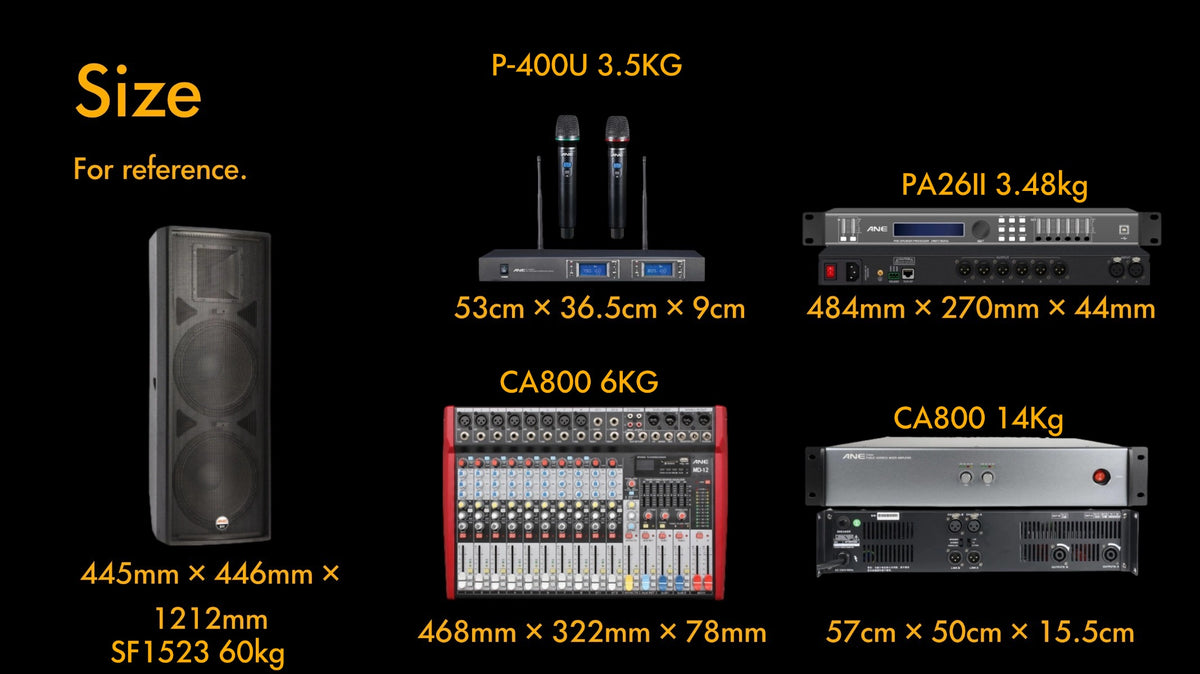All-in-One 1200–2000W PA System — 15" Speakers, Amp, Mixer & Wireless Mic