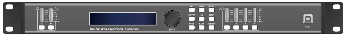 Professional Digital Audio Processor — 2-In / 4-Out DSP Matrix, 1U