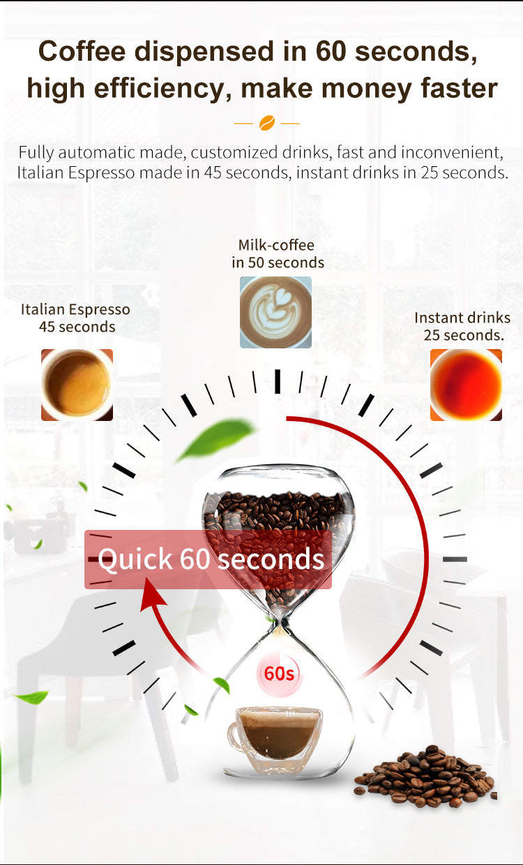 Commercial Coffee & Ice Vending Machine — 32" Touchscreen, Self-Clean