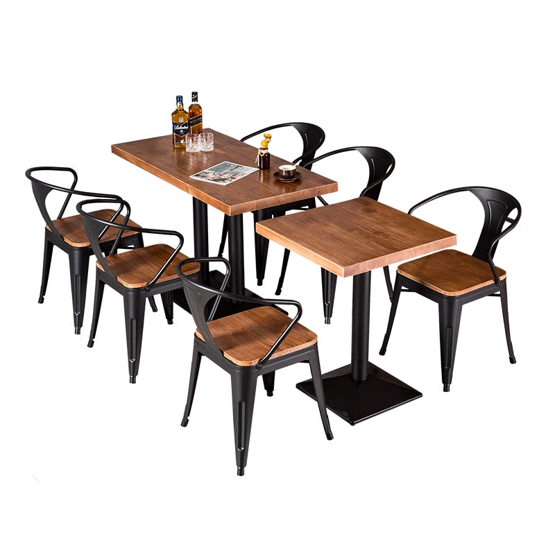 Industrial Metal-Frame Bar & Restaurant Dining Set — Table and Chairs