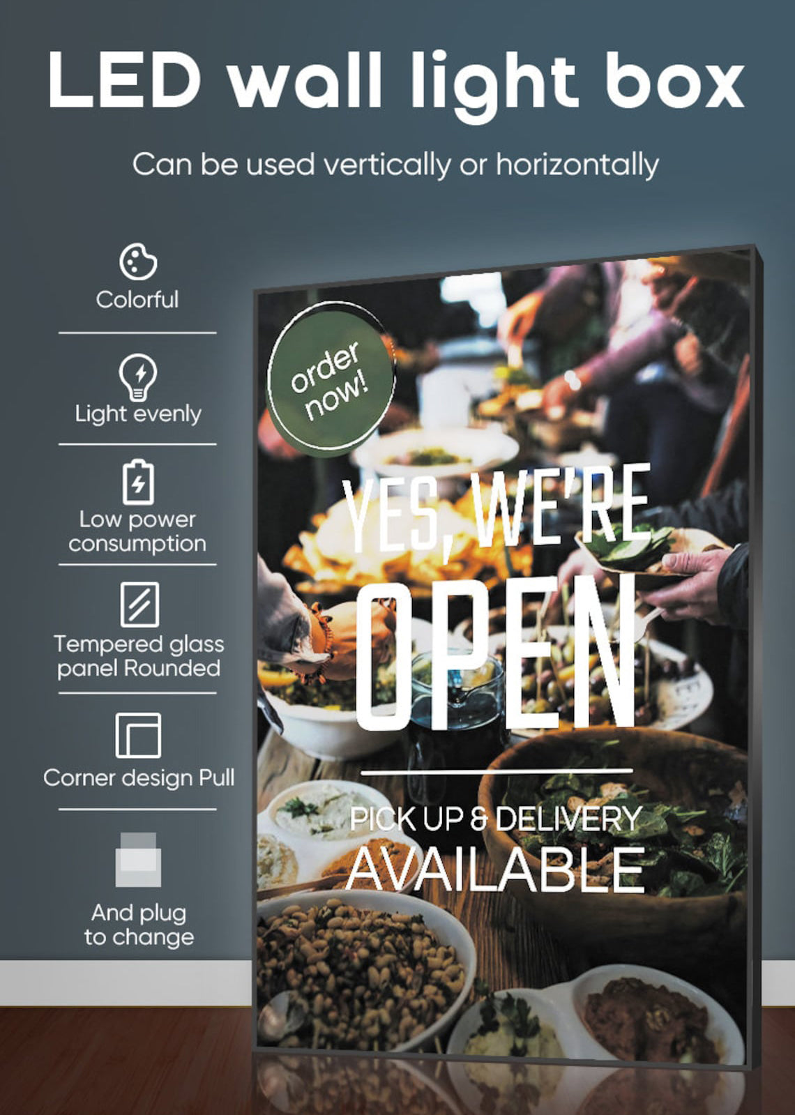 Ultra-Slim LED Menu Light Box — Aluminum Frame, Backlit Display