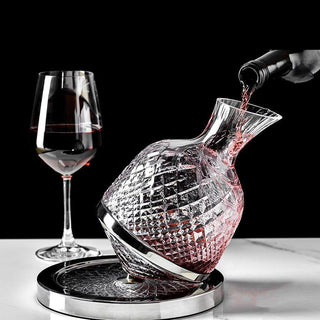 Crystal-Cut Whiskey Decanter with Leather Gift Box