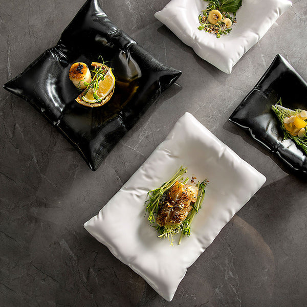 Pillow-Shaped Ceramic Plates