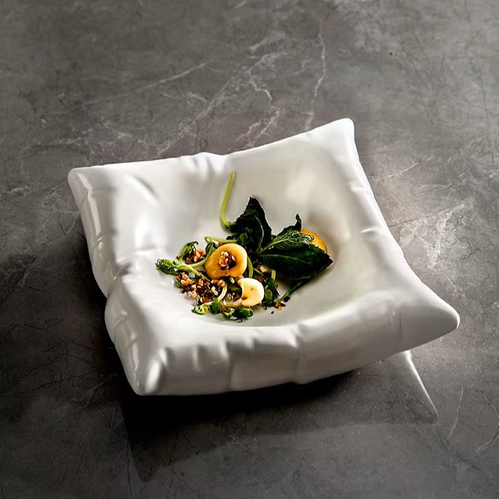 Creative White Ceramic Pillow Plates (Set of 20)