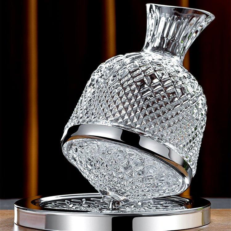 Crystal-Cut Whiskey Decanter with Leather Gift Box