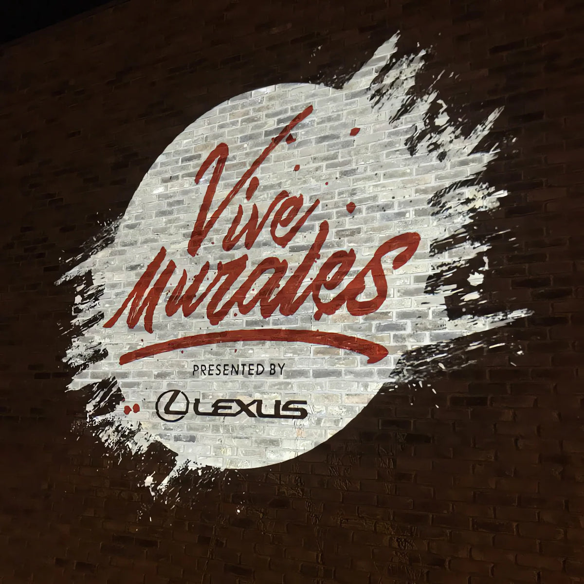 Brand logo projected onto a surface by a gobo projector