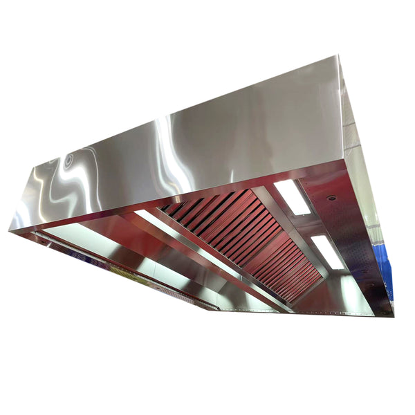 Commercial Island Range Hood — Stainless Steel Baffle-Filter Canopy