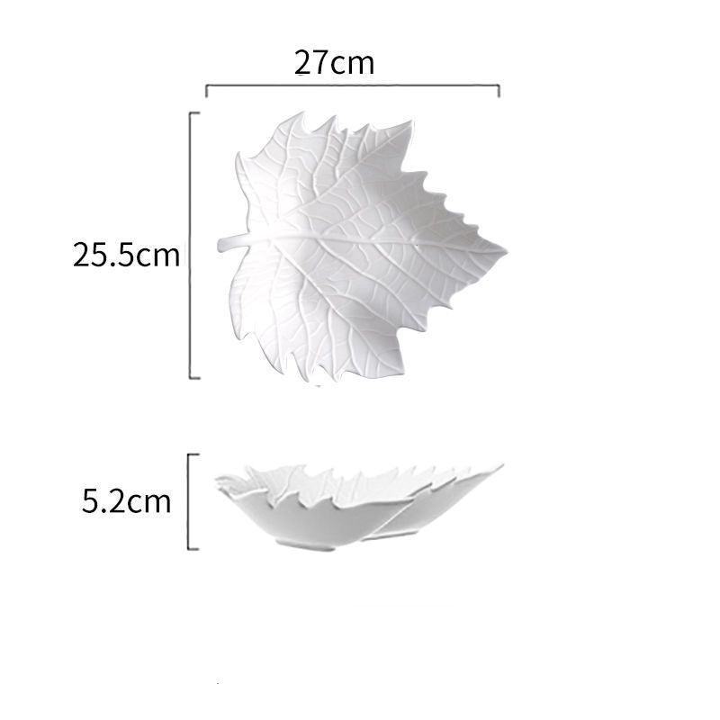 Maple Leaf & Eucalyptus Ceramic Plate Collection, diameter 18–18.9cm