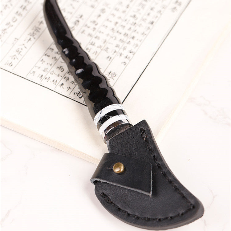 Sheep Horn Incense Knife with Ebony & Wood Handle